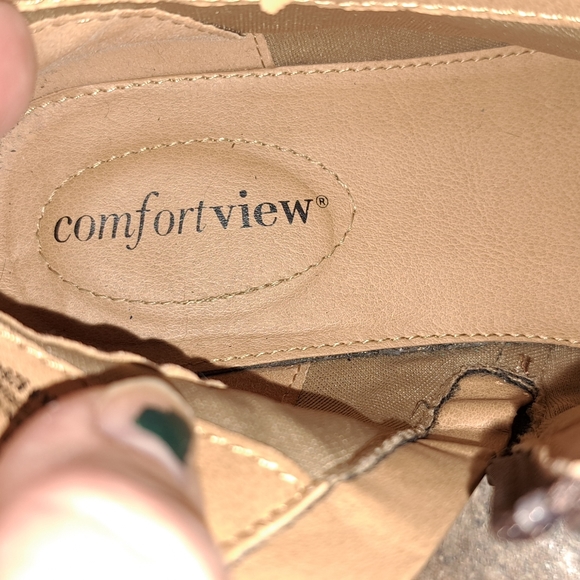 Ladies Comfort View Sienna 7WW Brown Faux Suede, Embroidered Ankle Boots - Picture 9 of 11